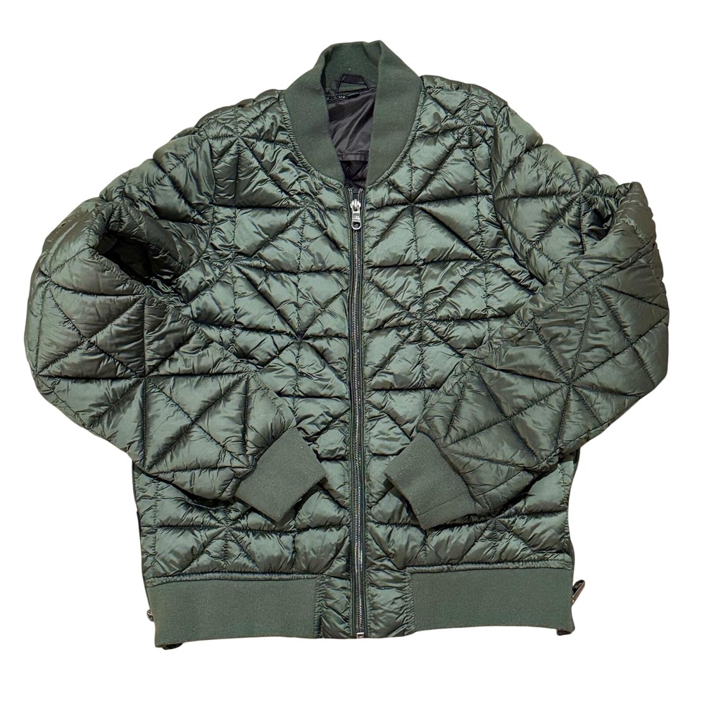 Steve Madden Glacier Shield Jacket Womens Small Green Quilted Bomber Zip Warm